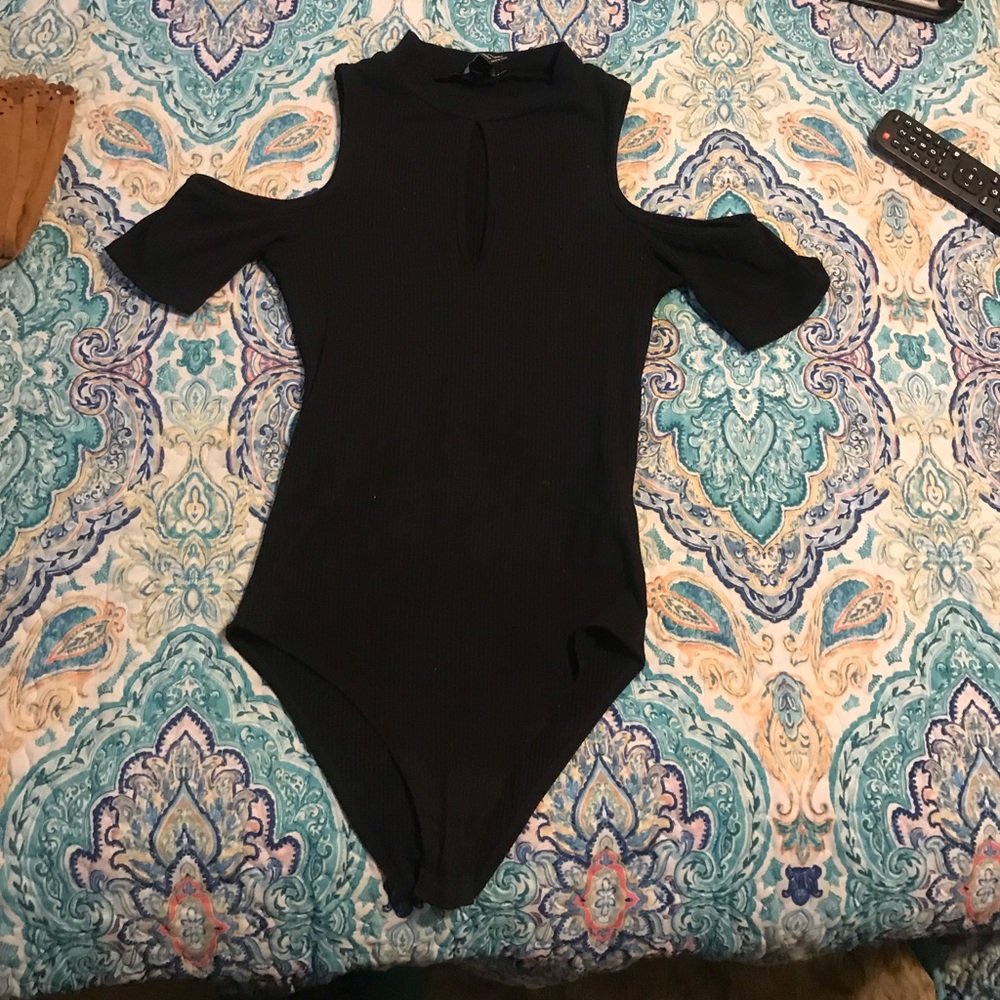 Black cold shoulder onesie bodysuit